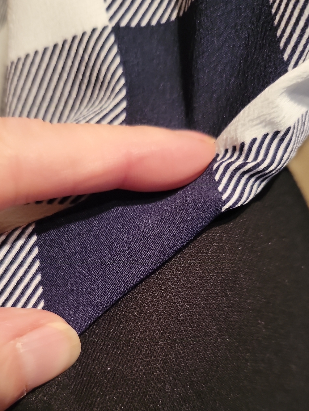 Crown And Ivy Women's Blue and White Checked Boat Neck Top - Picture 8 of 9